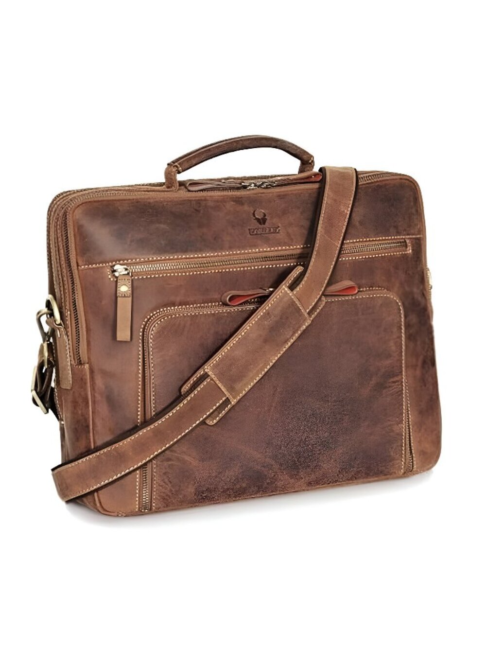 Leather Messenger Bag for Women and Men - 15x12x4-Inch Handcrafted